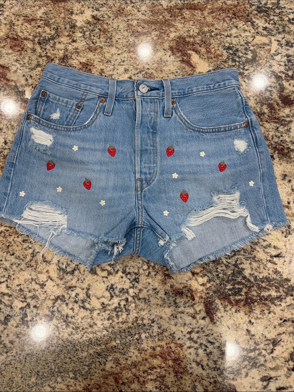 Levi 501 w/ strawberry embroidery